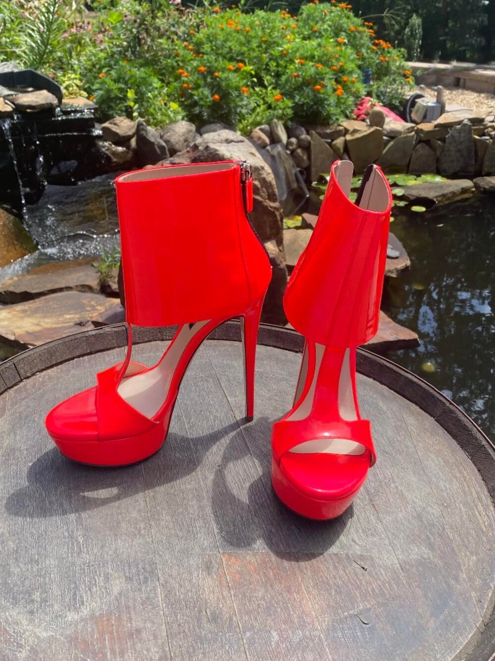Ruthie Davis Patent Leather Platform Bootie Sandal 39.5